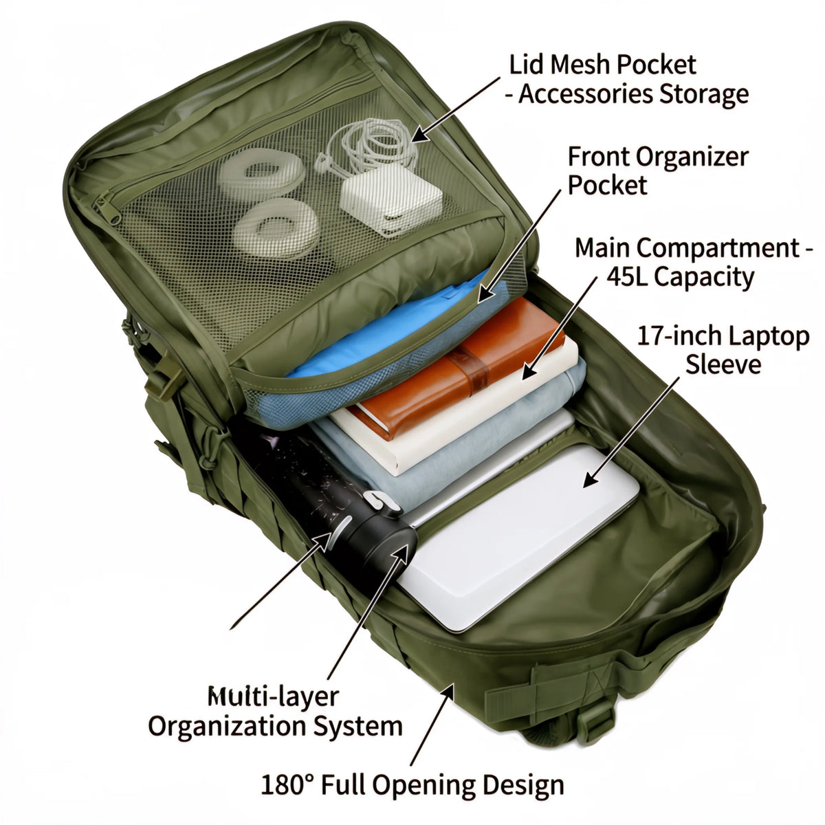 45L Tactical Travel Backpack