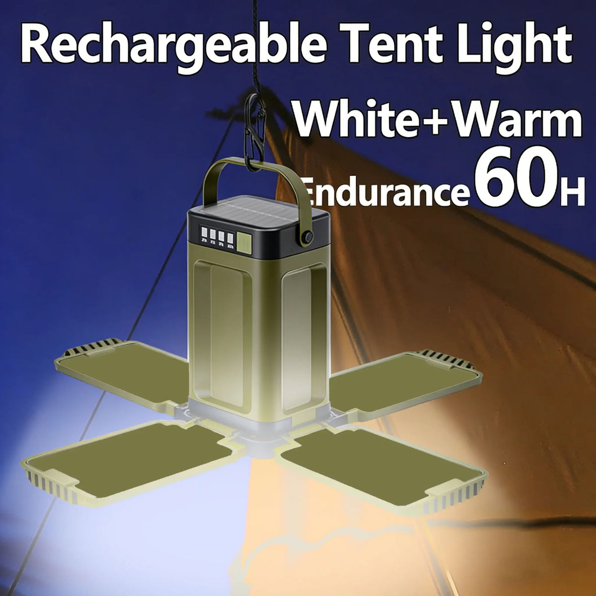 15W Rechargeable Solar Camping Lantern