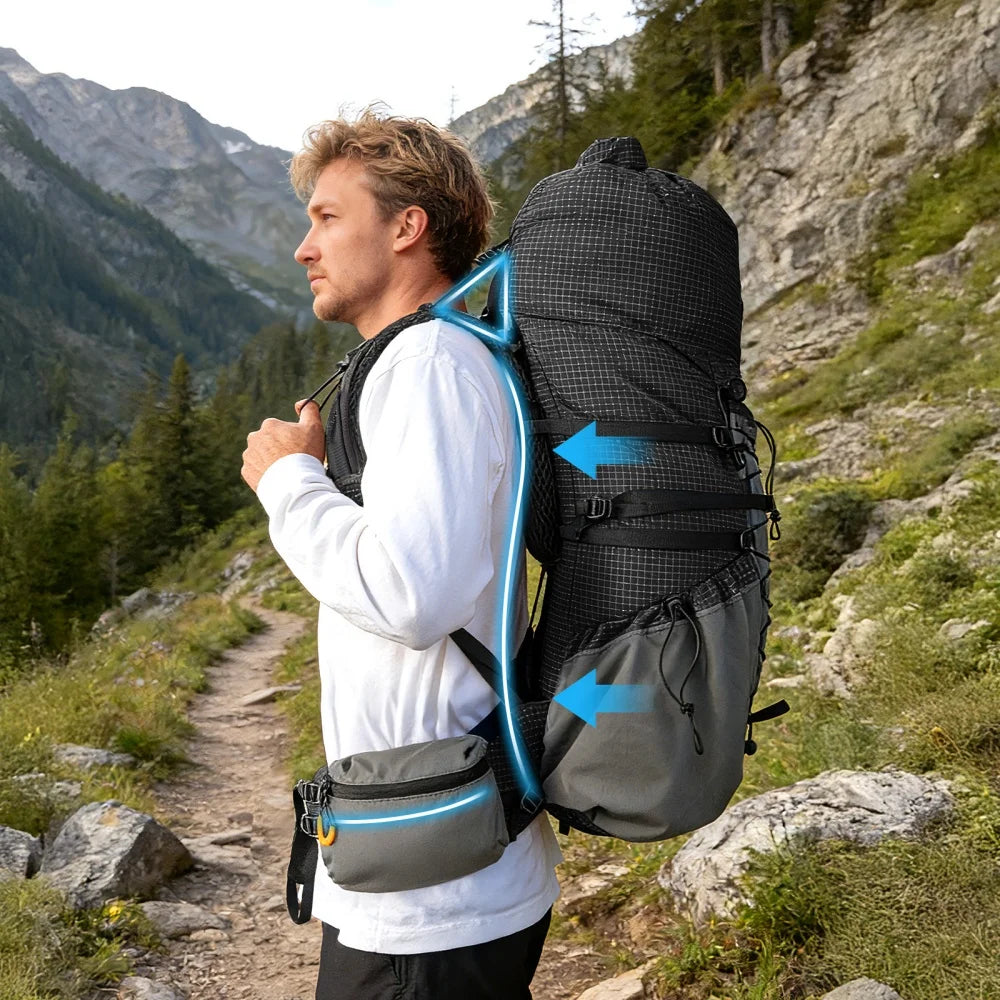 50–70L Internal Frame Hiking Backpack